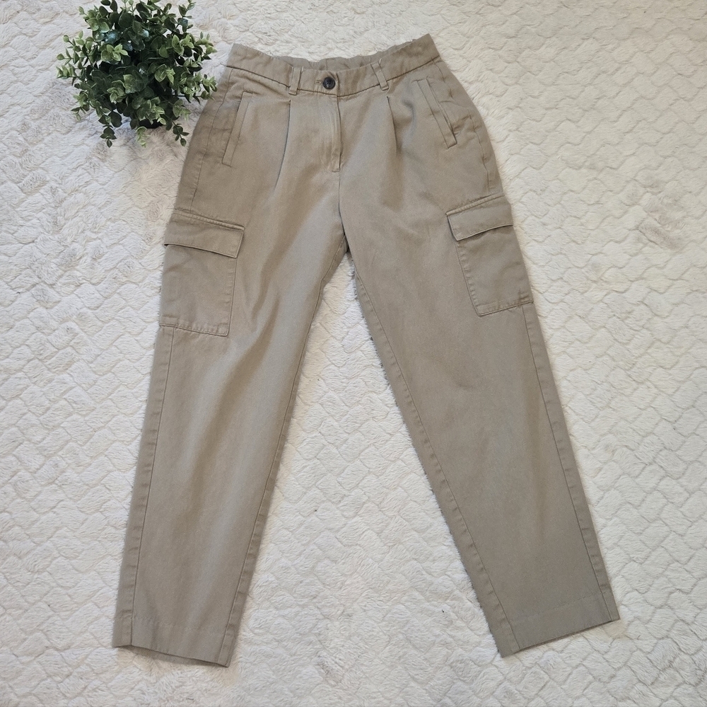 Old Navy Tan Extra High Rise Taylor Straight Leg Adjustable Trousers, Size XS
